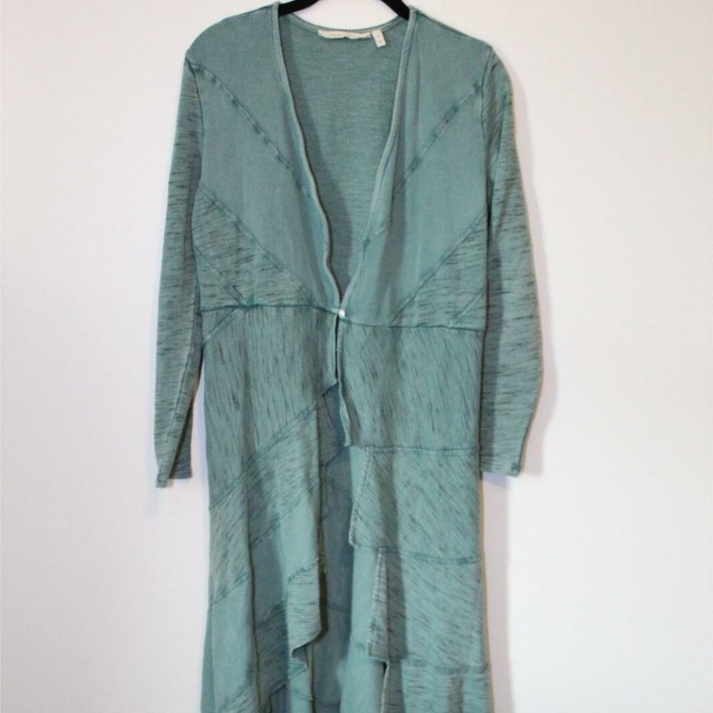 Soft Surroundings Thermal Duster Long Cardigan Green Size PS Petite S H12771 - Picture 2 of 16